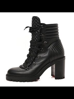 Christian Louboutin Black Lace-Up High Heel Ankle Boots